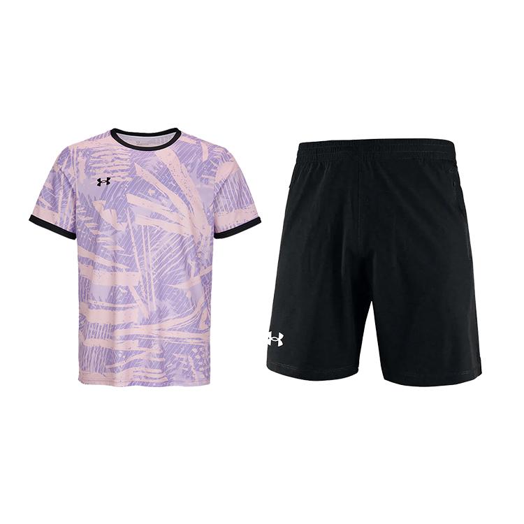 

Under Armour Sports Series Casual Round Neck Short Sleeve Solid Color Versatile Shorts Fitness Set Men sets 25500516-647+22500214-001