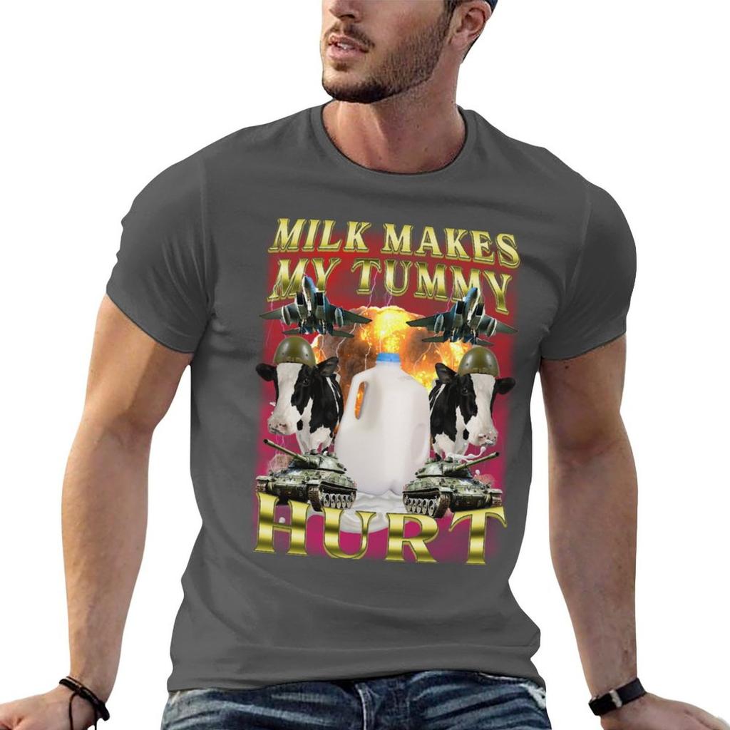 Milk Makes My Tummy Hurt Funny Tummy Ache Meme Tshirt Unisex T Shirts For Unisex Casual Anime T Shirts For Unisex Tshirt