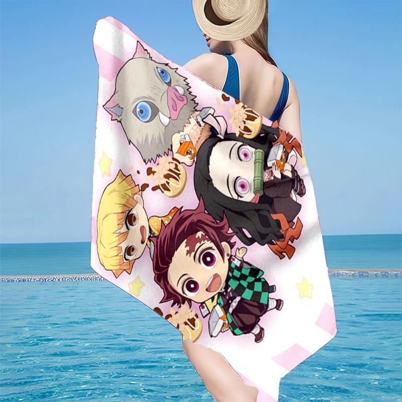 Vibrant Anime Characters Beach Towel, Super Soft Microfiber, Gift for Her/Him, Birthday, for Pool, Beach, Travel, Home Decor Fan gifts