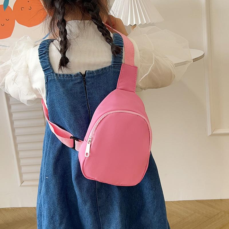 New Children's Solid Color Light and Versatile Breast Bag Simple Trend Fashion Boys and Girls Single Shoulder Oblique Span Bag