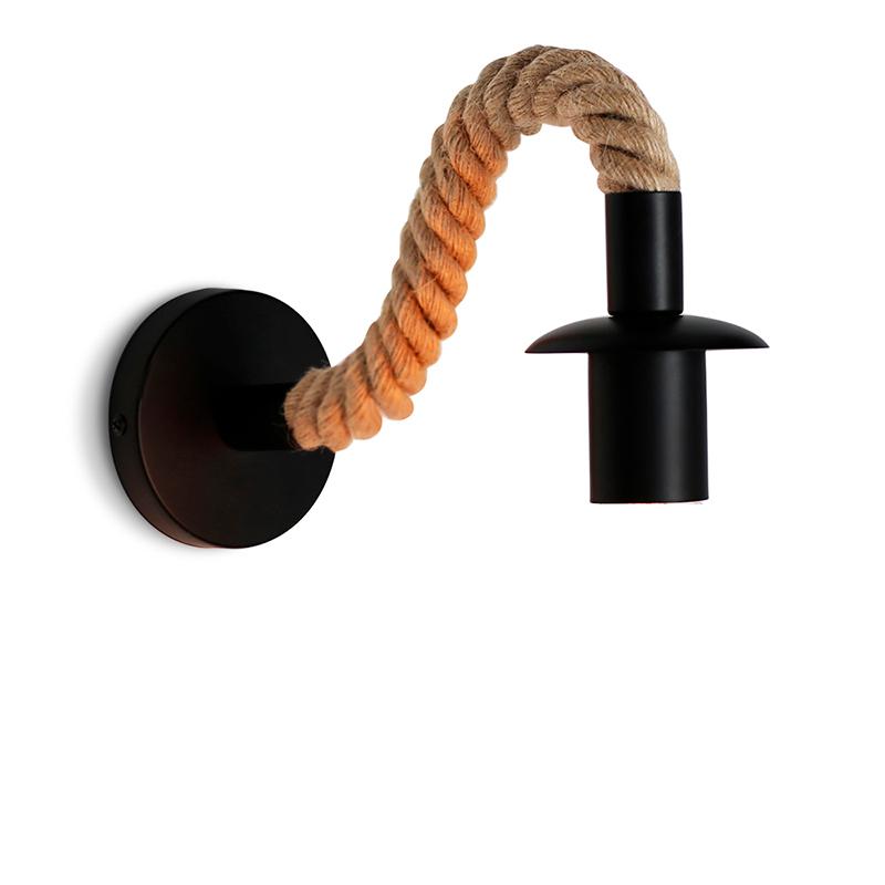

Винтажный настенный светильник E27 из пеньковой веревки, ретро бра, настенный светильник, скандинавская современная спальня рядом с гостиной для домашнего декора Only Lamp Base