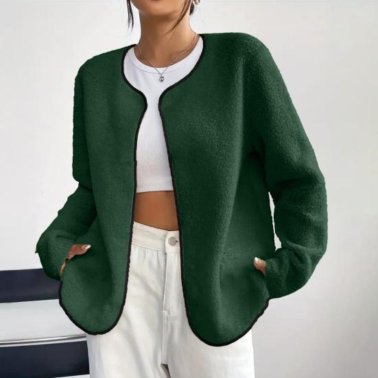 Women's Open Front Fleece Jacket Long Sleeve Cardigan Coat Soft Fuzzy Sherpa Jackets Fall Casual Warm Outerwear