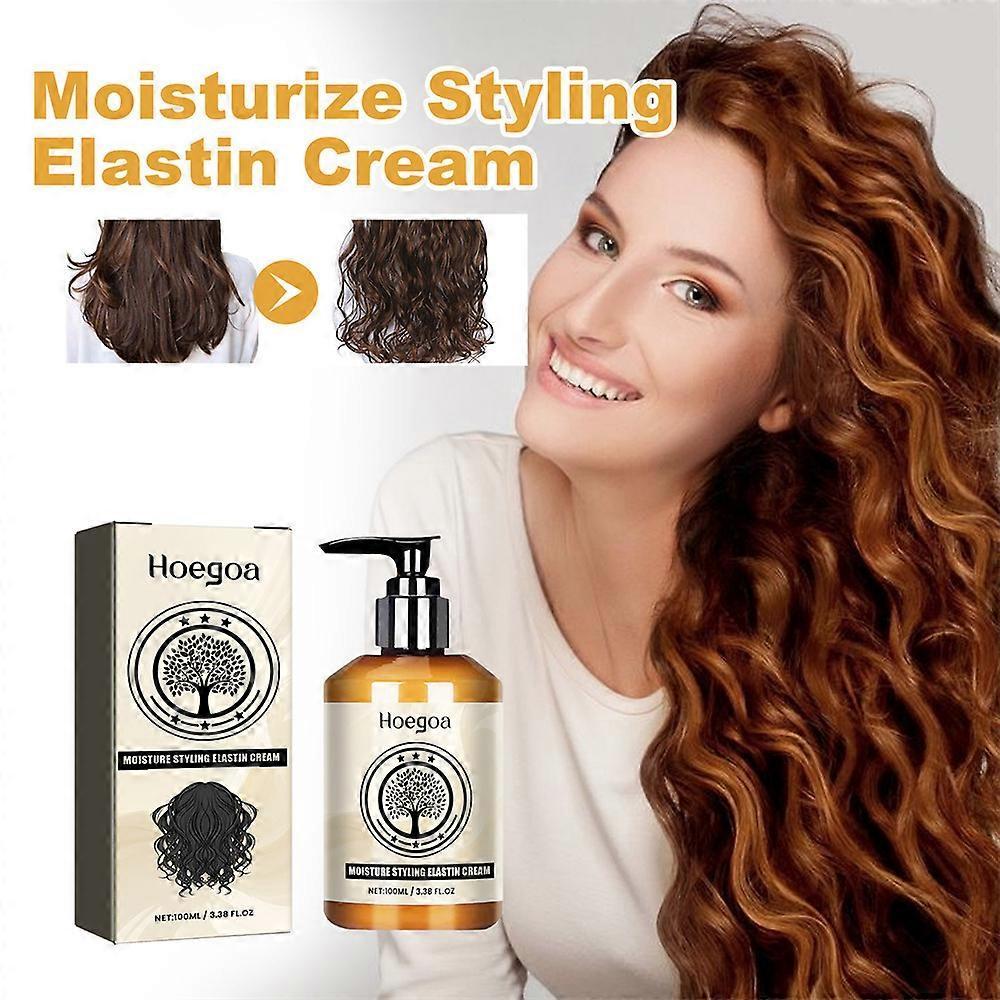 Crema de Peinado Hidratante Moisture Styling Elastin Acondicionador para Cabello Rizado Peinado de Larga Duración Volumen Hidratación Elasticidad, Moisture Styling Elast