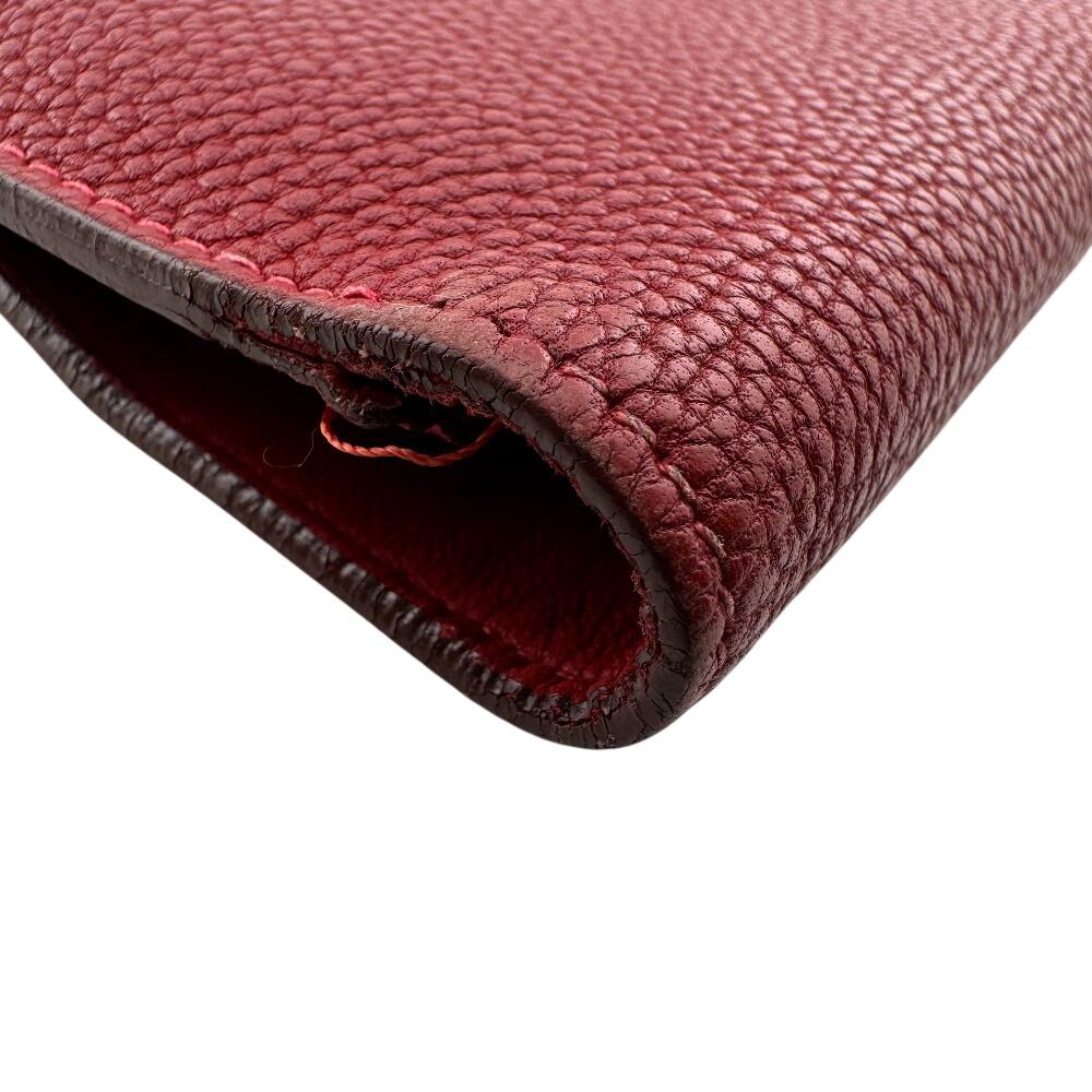 HERMES Bifold Wallet Taurillon Clemence Dogon GM Purse Red Taurillon Clemence Used