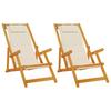 Folding Beach Chair with Cushions 2 Pcs Brown Solid Acacia Wood