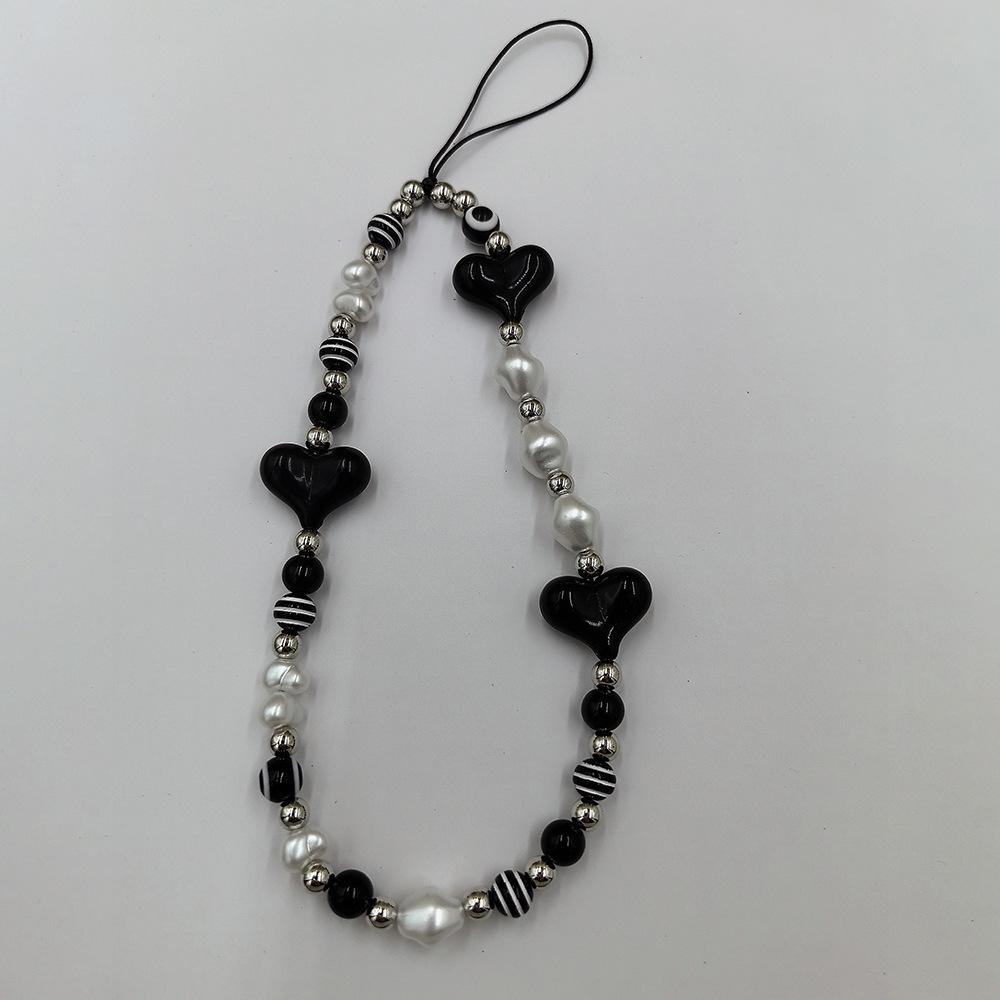 DIY Black Devil Eye Butterfly Beaded Phone Charm with Bow Lanyard