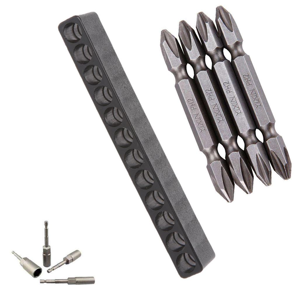 12 Holes Hex Bit Organiser Plastic Screwdriver Bit Holder Drill for Head Storage Case Box Block for 6.35mm Hex Shank