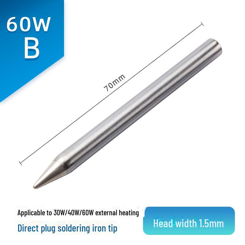 Jinruikang 60 W Chrom-Lötkolbenspitze, spitz, externe Heizung, kompatibel mit 30 W- und 40 W-Lötkolben.