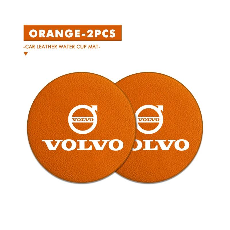 2pcs Car Cup Coaster High Quality Colorful Non Slip Pad Parts For Volvo AWD XC60 S40 XC40 XC90 C30 C70 S60 S80 S90 T6 V40 V50