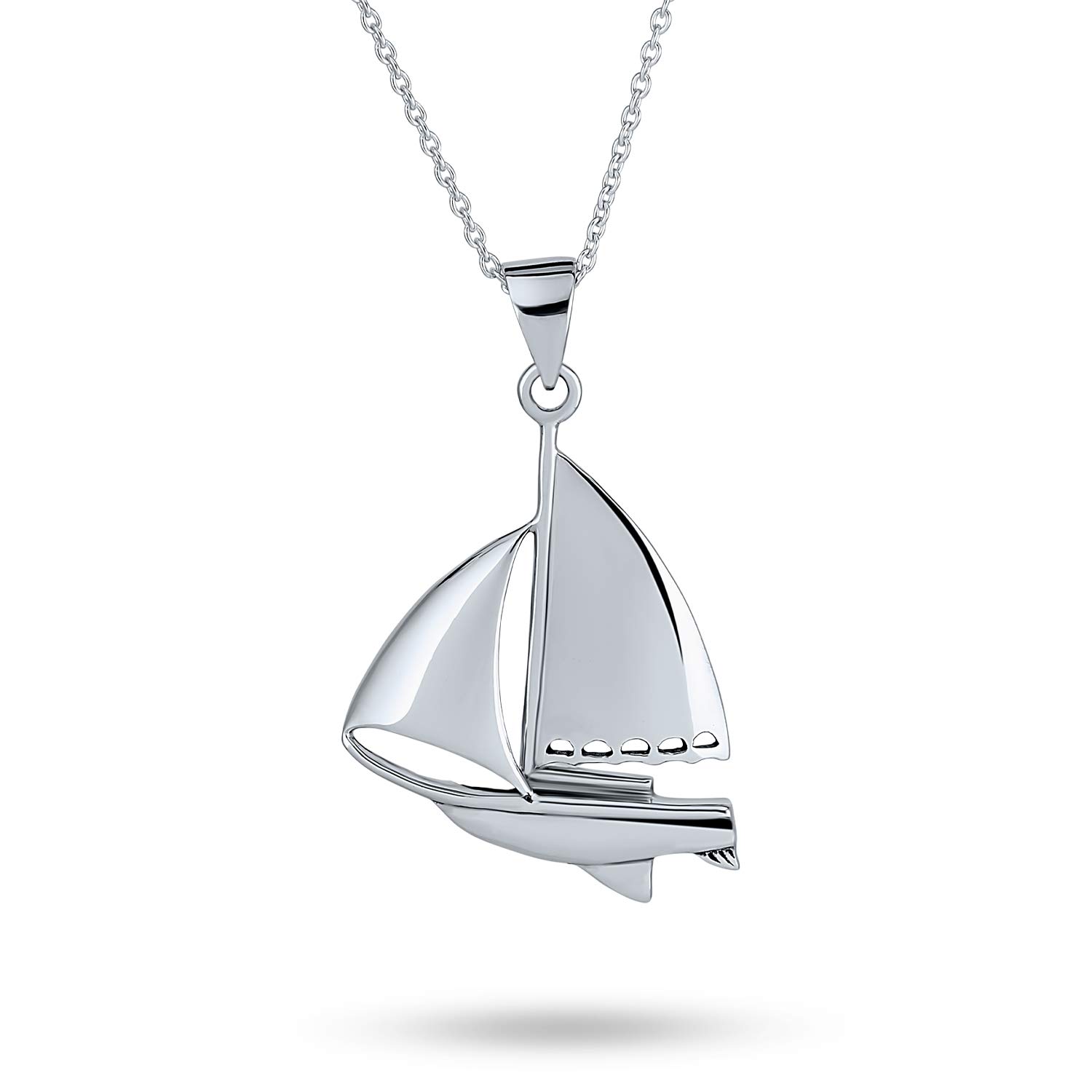 

Customizable Bling Sterling Silver Personalized Nautical Sail Boat Sea Lover Marine Vacation Ship Sailing Pendant Necklace for Women Teens .925