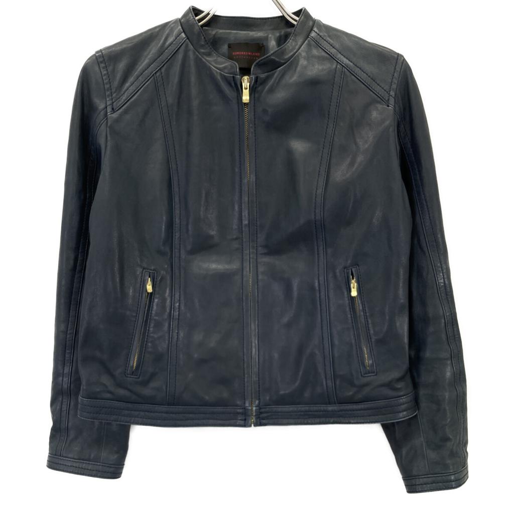 TOMORROWLAND [Collection] 2011 Navy Lamb Leather Zip-Up Blouson Jacket 40 NavyUsed