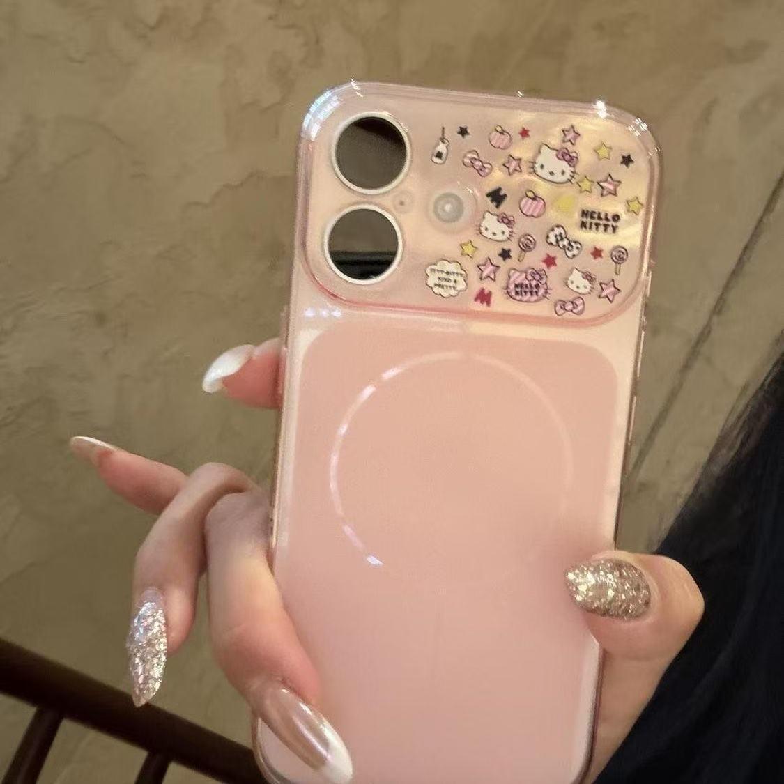 

Starry KT Cat Case for Pink: Compatible with Apple 17 Pro, 15 Pro Max, 14, 16, 13, 12, Magnetic 11 Apple 15 Pro