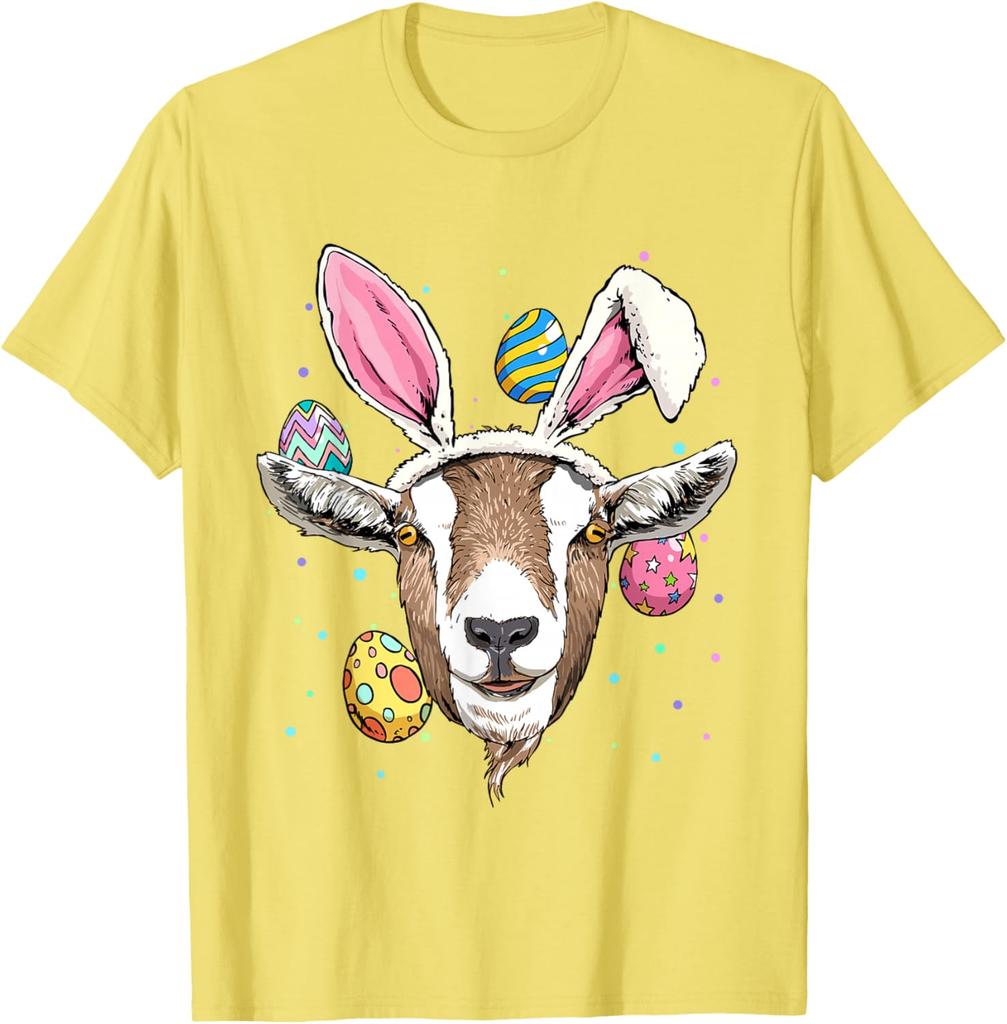 Easter Bunny Goat Graphic Tee Funny Farm Animal Lover Spring Holiday T-Shirt