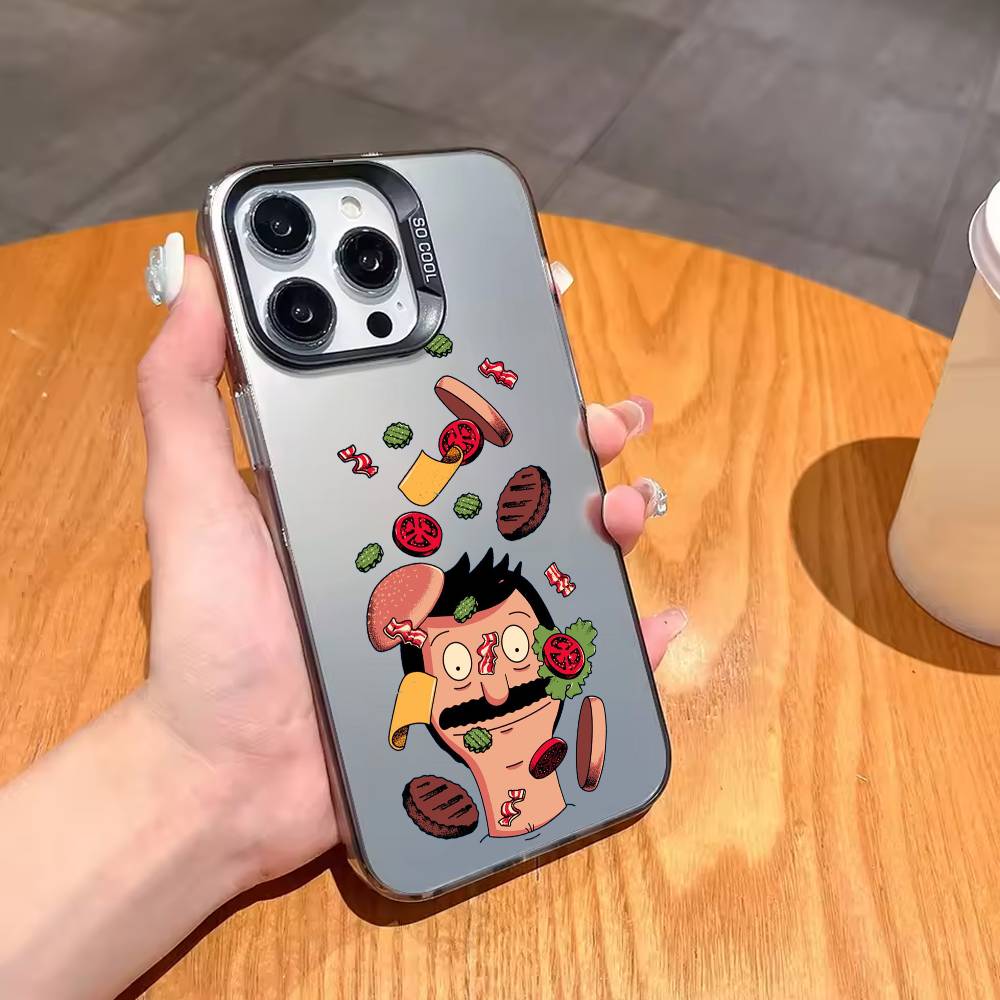 

Cartoon bobs burgers Phone Case For iPhone17 16 15 14 13 12 Pro Max Grey Black Matte Laser Metallic Aurora Funda iPhone17PRO