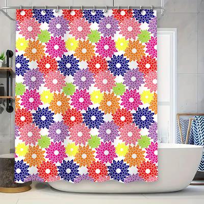 Vibrant Floral Shower Curtain Decorative Pattern for Bathroom Waterproof Fabric 72x84inches