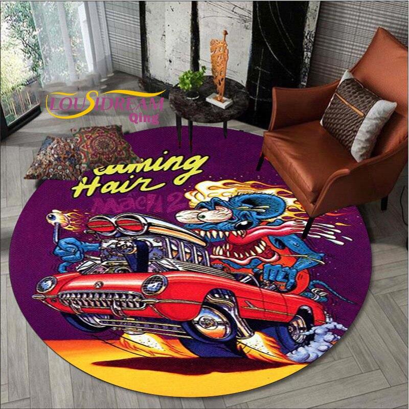 Carpet Retro Round Carpet Living Room Bedroom Skull Design Men's Gift