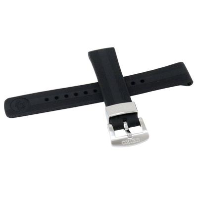 Seiko 20mm Silicone Relógio Mergulho Inclui Instruções de Instalação e Remoção Pulseira Masculina, Preta, Compatível, (Preto)