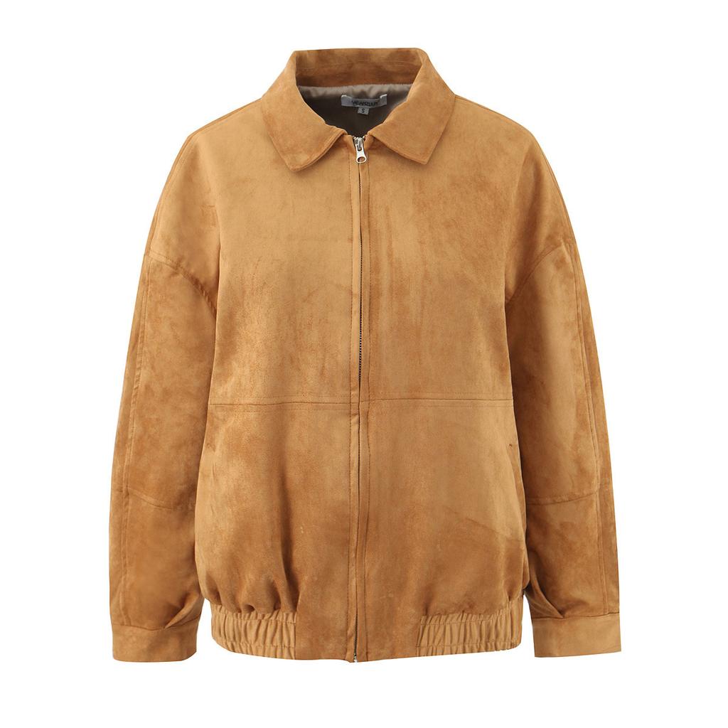 Europäischer und amerikanischer Stil, neue Damenbekleidung, Retro braune Wildlederjacke Jacke, Wildledershorts
