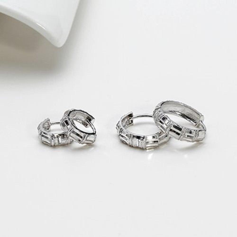 Full silver point engraved one-touch ring earrings_small