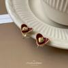 New French Popular Love Retro Premium Drop Glaze Autumn and Winter Stud Earrings Fashion Temperament Ear Clips Hole-free Exquisite Earrings
