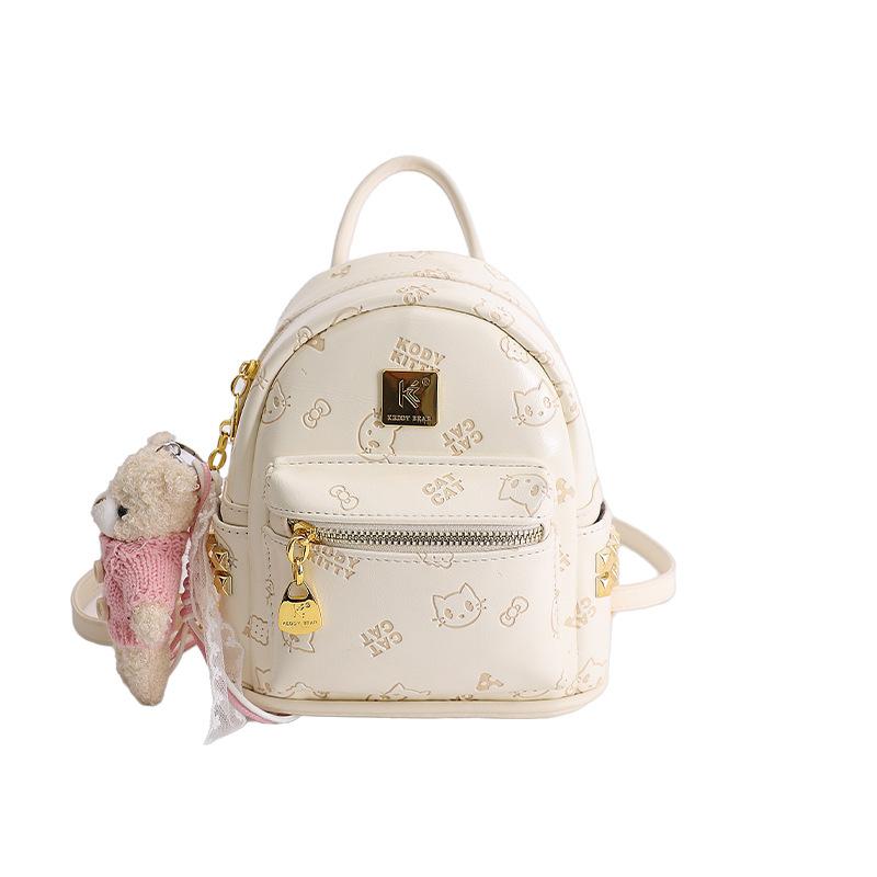 Schoolbag Cartoon Printed Backpack Female Versatile Going Out Travel Small Backpack Daily Commuter Portable Bag Female