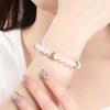 Stainless Steel Beaded Bracelet for Women Men Rhinestone Decor Stretch Fashion Jewelry Party Daily Accessory Gift