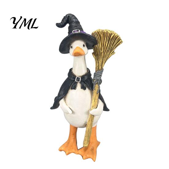 Funny Holiday Crafts Halloween Figurines Table Decor, Cute Ghost Duck Ornament, Resin Statue Festive Window Displays Figurine for Centerpiece