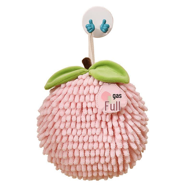 Creative Chenille Fruit Hanging Hand Towel – Absorbent, Quick-Drying, Cute Kitchen Towel Ball.