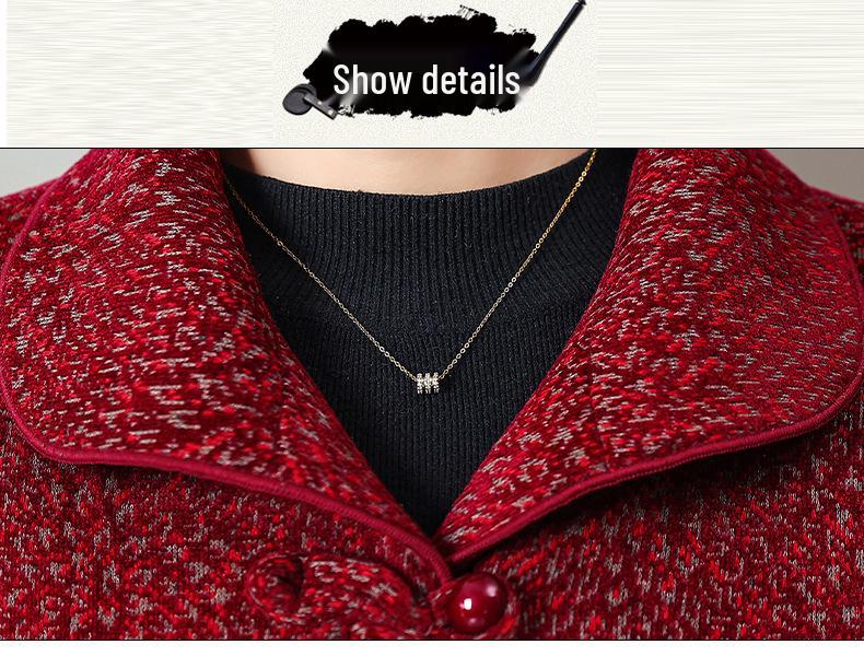 2026 Fashionable Spring/Autumn Short Jacket for Middle-Aged and Elderly Women, Stylish Lapel, Warm Grandma Jacket