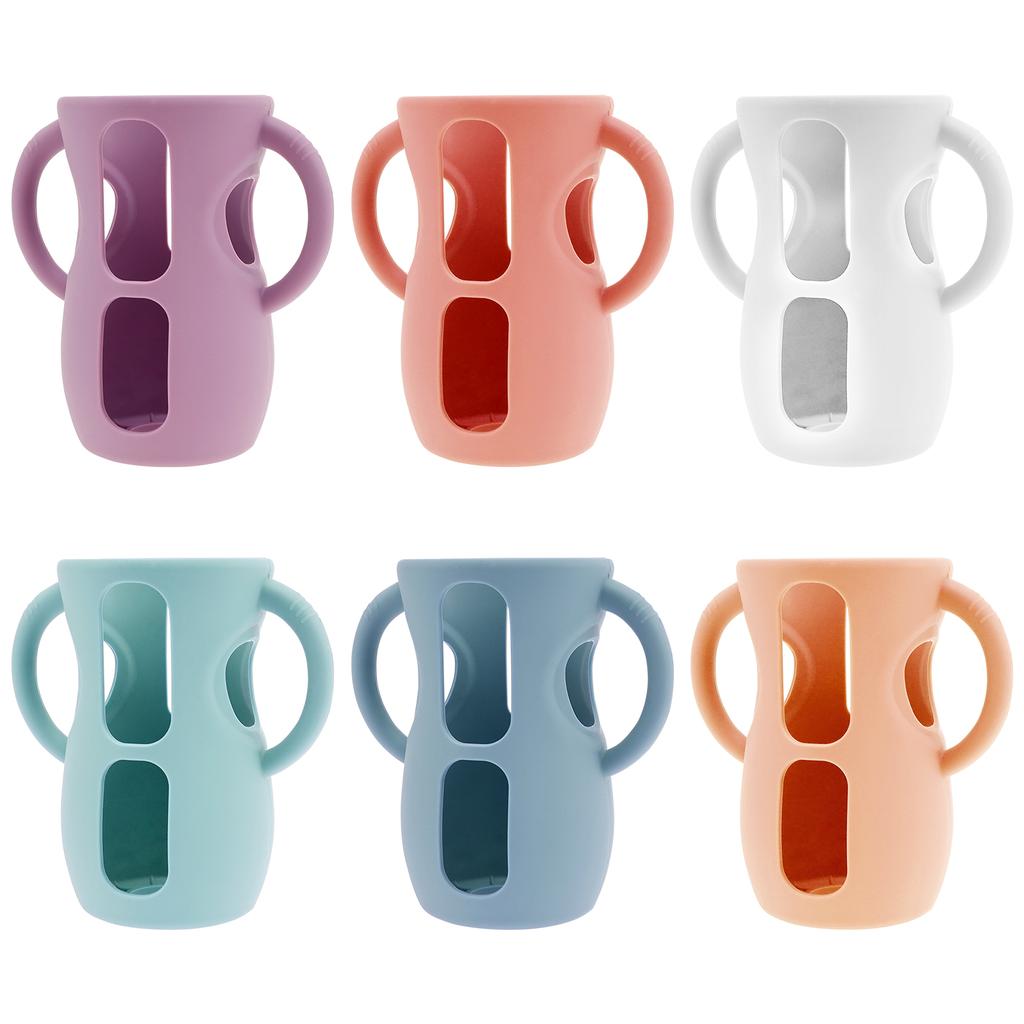 6Pcs 240/120 ml Silicone Cup Cover Heat Insulation Coaster Sleeve Water Cup Cover Sheath Anti Slip Baby Bottle Sleeves Handle