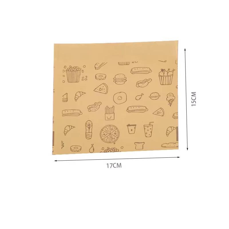 

50 шт одноразовые крафт-бумажные жиронепроницаемые бумажные пакеты для упаковки продуктов питания мешок для барбекю буррито блины блины мясные булочки мешок для закусок 17x15cm