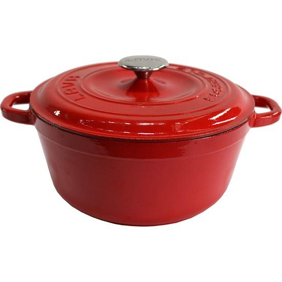 

Лавовый чугун красный круглый горшок 26 см.