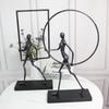 Abstract Black Figurine with Rings - Modern Decorative Accent for Home or Office