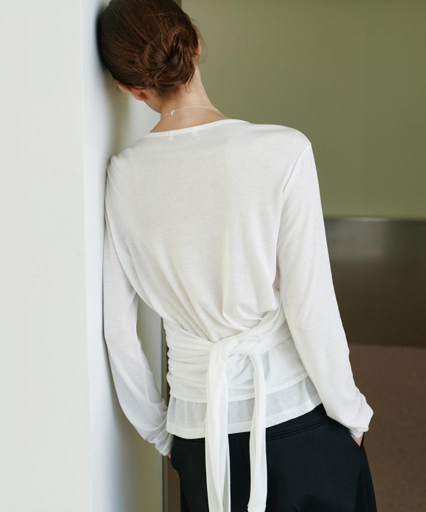 URAGO Tencel Draped Wrap T-Shirt_2Colors