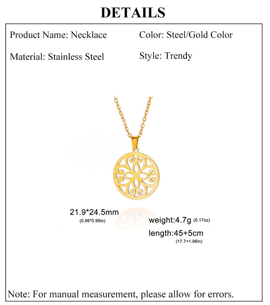 Cazador Stainless Steel Mandala Flower of Life Pendant Necklace for Women Gift  Lotus Neck Chain Amulet Jewelry Wholesale