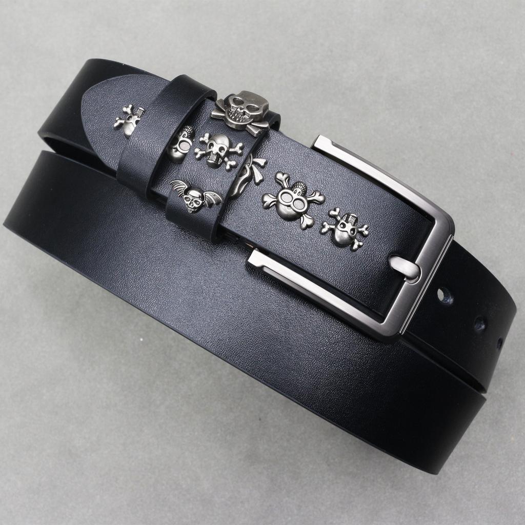 Fashionable and Versatile Retro Skeleton Rivets for Women's Belt European and American Punk Jeans Decorative Belt Men