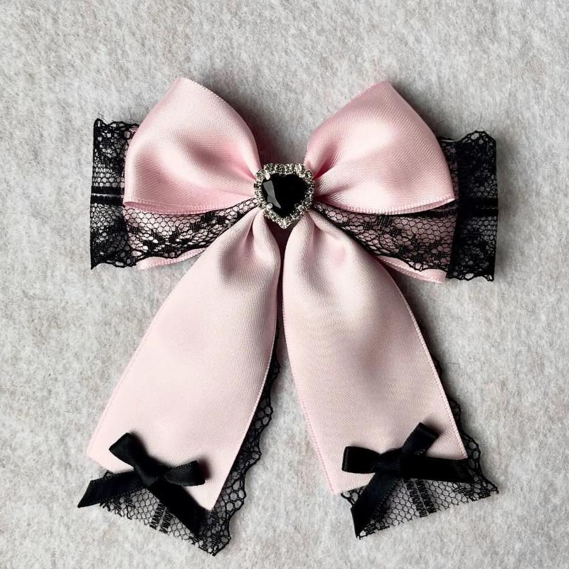 Reine Handarbeit Mode Koreanische Version Herzförmiger Strass Spitze Schleife Damen Hemdkleid Schleifen Kragen Blume Brosche Schmuck Geschenk