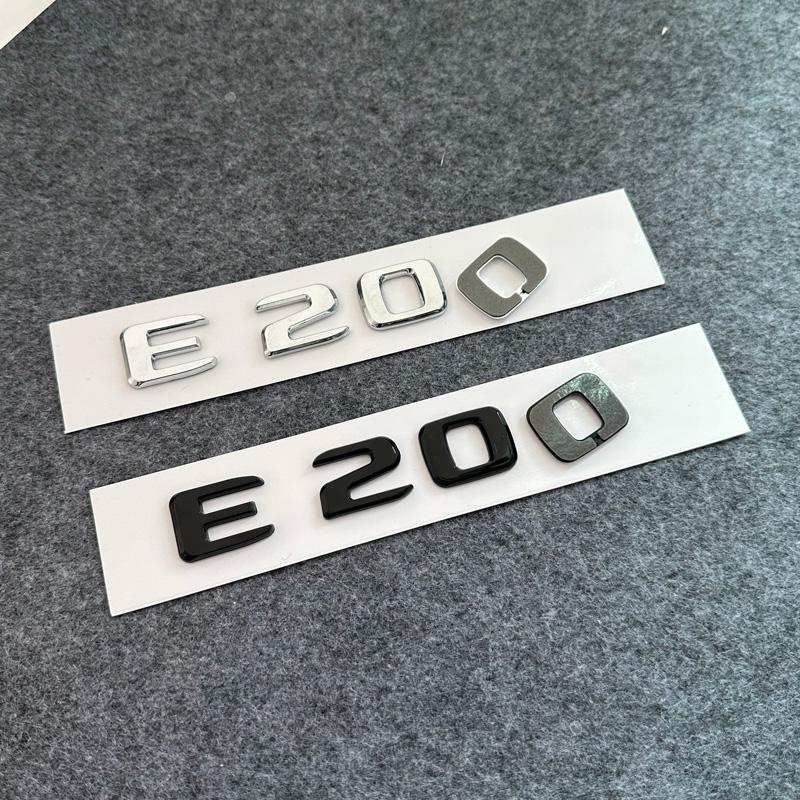 For Mercedes Benz Black Silve Letters E200 E260 E300 E400 E450 E220d E350d E400d 4Matic ABS Emblem for Mercedes Benz Car Trunk Logo Sticker DP1