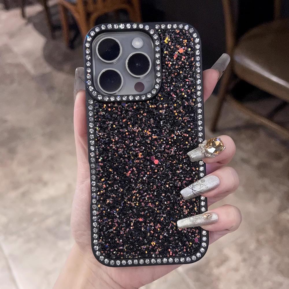 Luxury Glitter Sequins Diamond Case For iPhone 11 12 13 14 15 16 Pro Max Plus Sparkle Rhinestone Shockprook Hybrid Bumper Cover