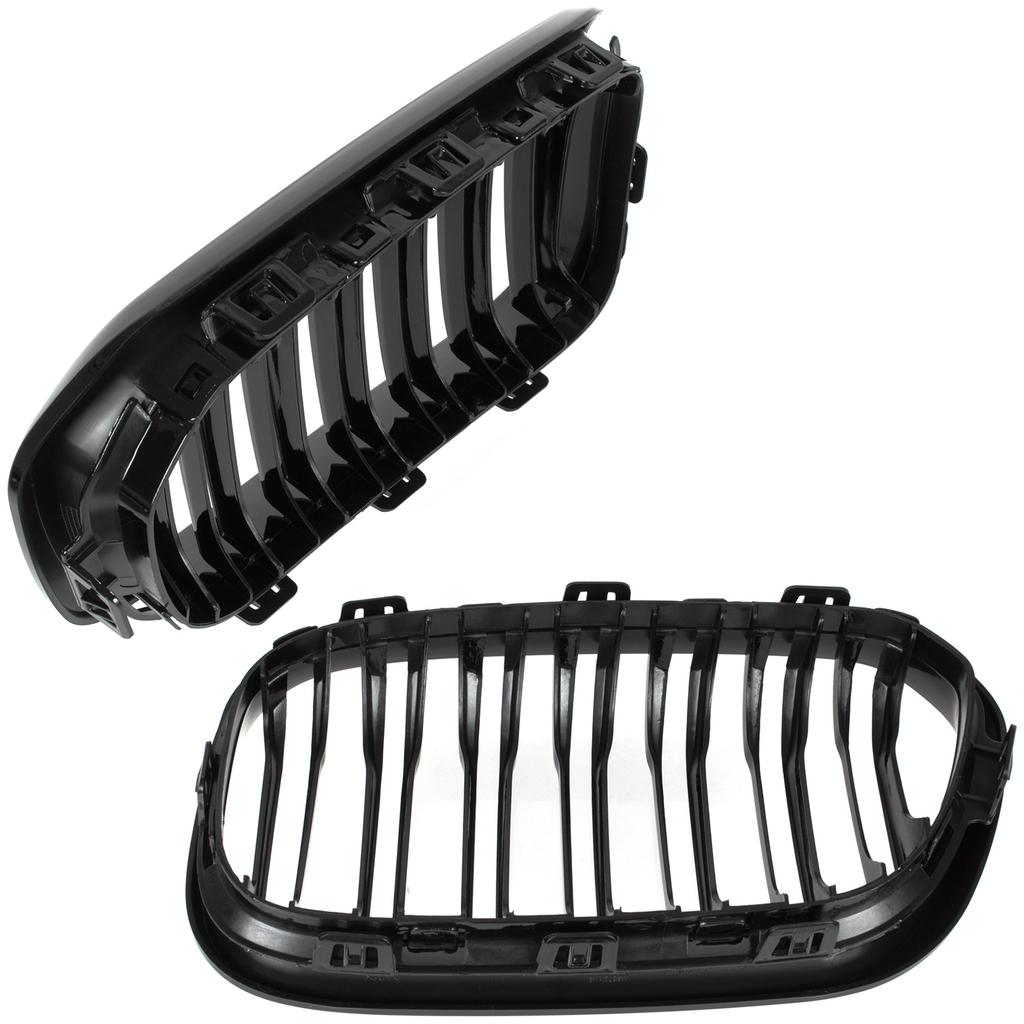 BMW 1 F21 15-18 grilles between the headlights (kidneys) left + right set BLACK GLOSSY DOUBLE BAR