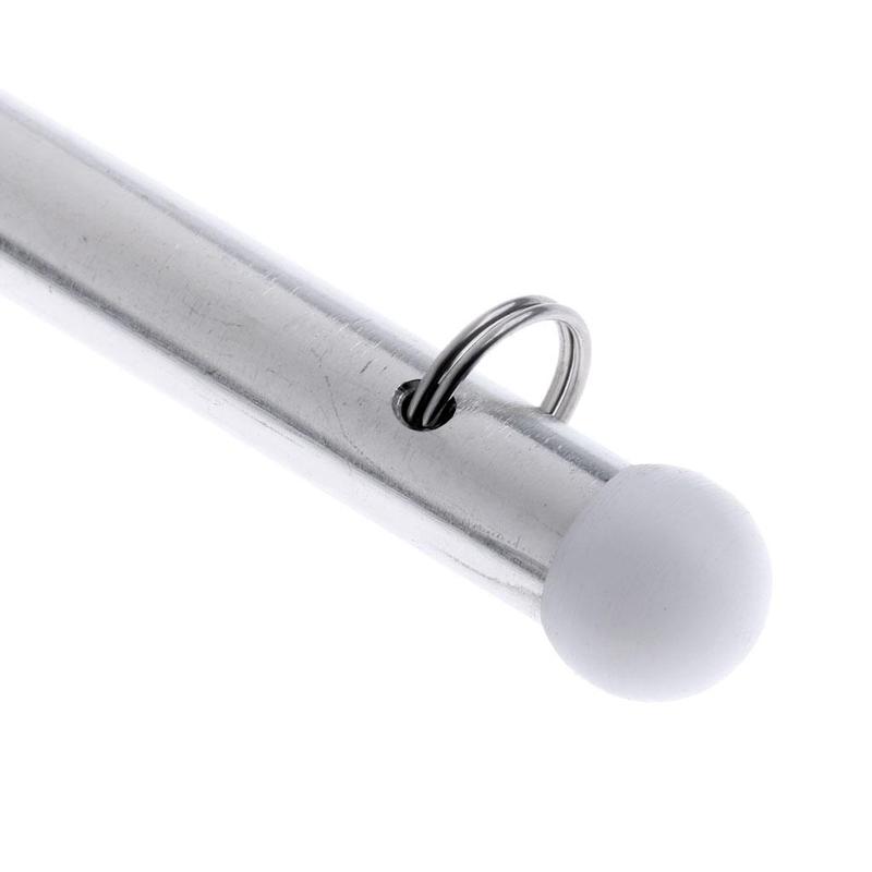 Stainless Steel Marine Yacht Kayaking Diving 16'' Rail Mount Flag Pole - Silver Surface polishing glossy and lustrous