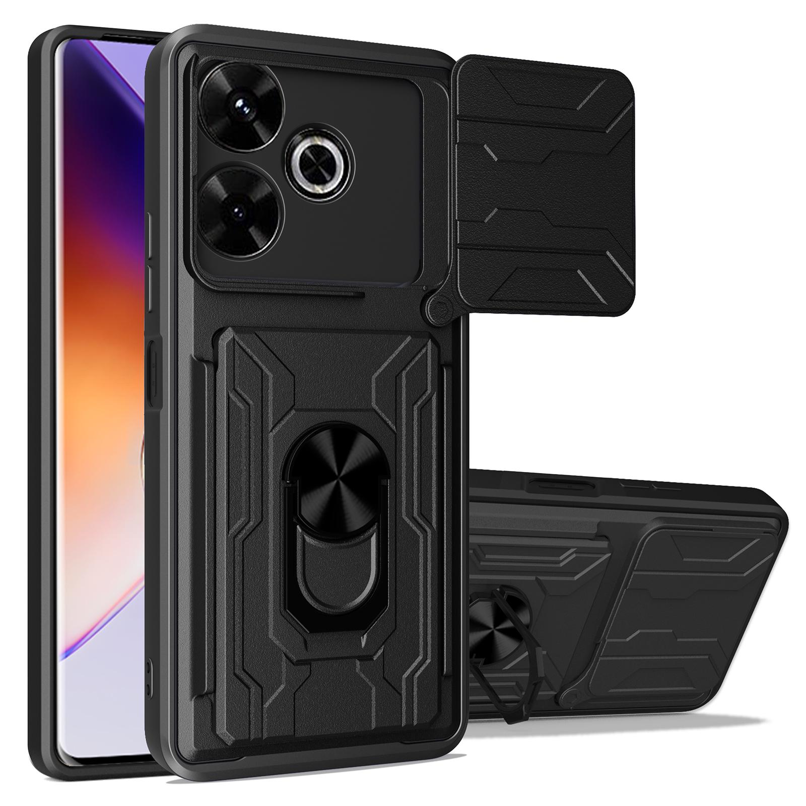 

Чехол для Xiaomi Redmi 13 4G/5G PC+TPU с подставкой Задняя крышка для телефона со шторкой для камеры Black