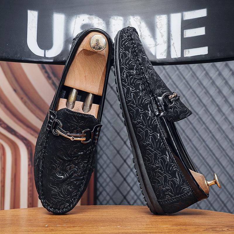 

Мужская повседневная обувь из мягкой кожи, роскошный бренд, формальная мужская обувь, дизайнерские черные мужские лоферы, дышащие слипоны для вождения 43 чёрный