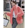 Women Plus Size Fleece Lined Zip Up Stand Collar Loose Winter Coat
