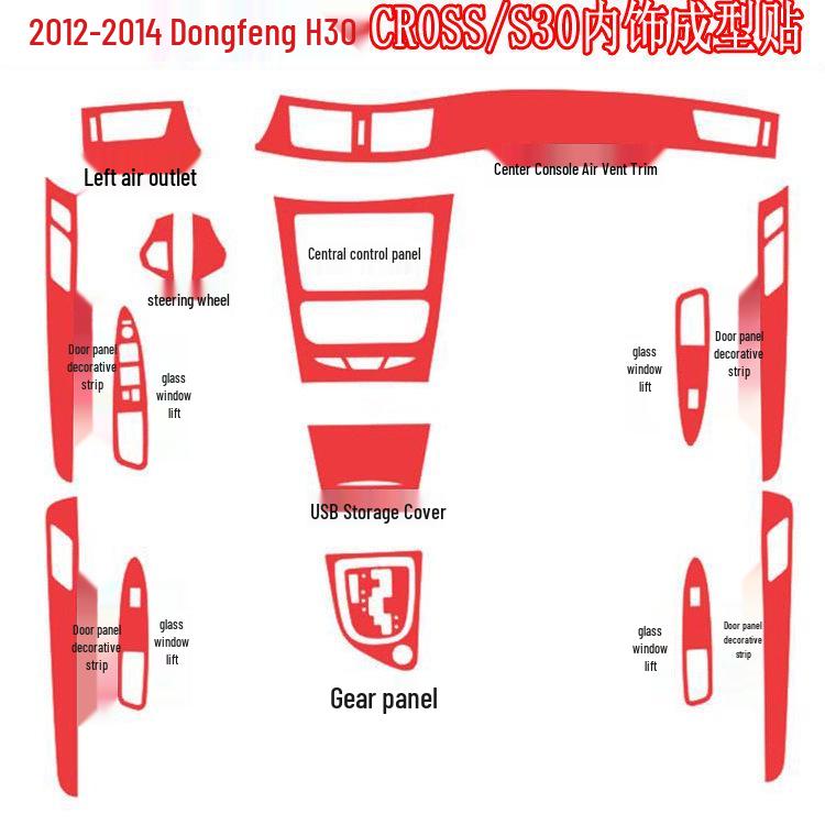 Dongfeng H30CROSS/S30 Carbon Fiber Interior Decorative Sticker for Center Console