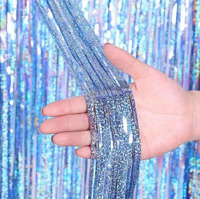 Party Curtain, Blue Holographic, 100X200 Cm