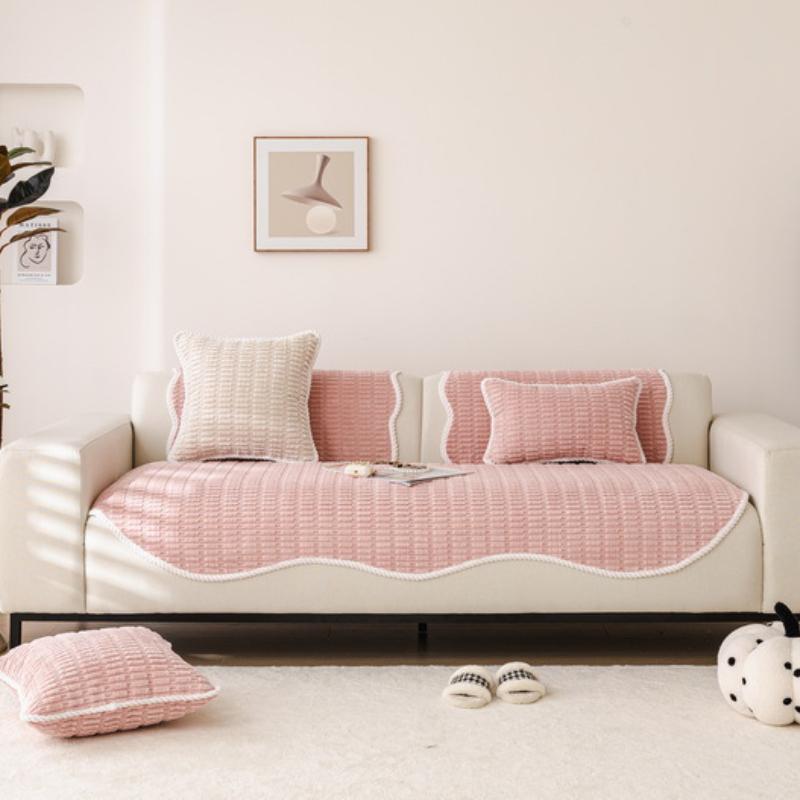 1 stk Uregelmessig lodden sofahåndkle til stue Vinter Tykk plysj Sklisikkert sofatrekk L-formet sofatrekk