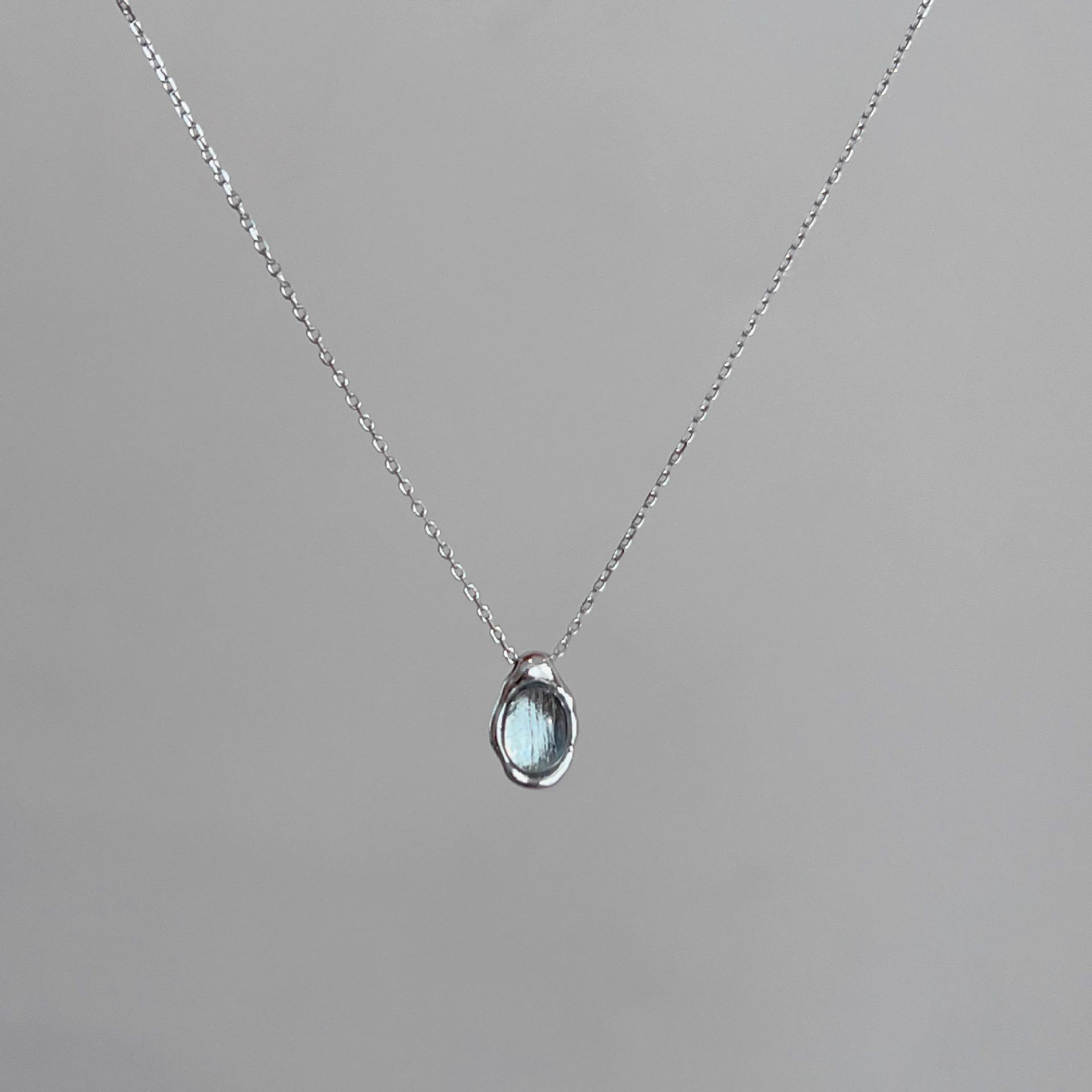 Ожерелье Haibao Синяя Капля Воды S Легкая Роскошь Маленький Дизайн Ожерелье Цепочка на Ключицы Корейское Ожерелье