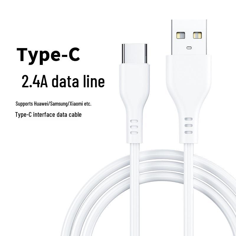 High-Current Type-C USB Cable for OPPO, Huawei, Xiaomi - 2.4A Flash Charge, Durable PVC