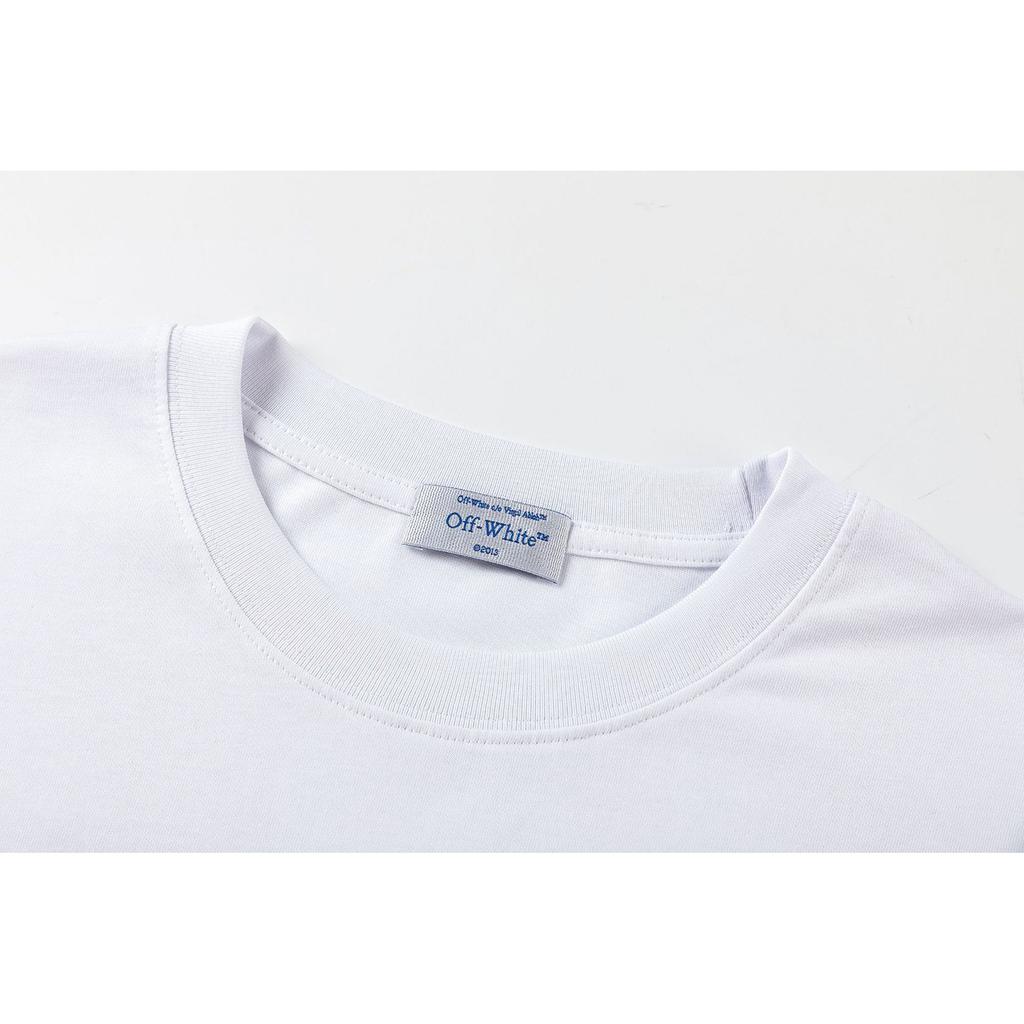 9059 Off-White 2025 Frühjahr/Sommer Neue Kollektion Unvollständiges Buchstabenmuster Rundhals Kapuzen Kurzarm T-Shirt für Damen und Herren